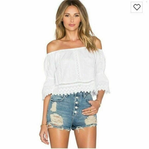 Tularosa Revolve White Crochet Lace Trim OTS Top " Isabella " Bright White - Picture 16 of 16